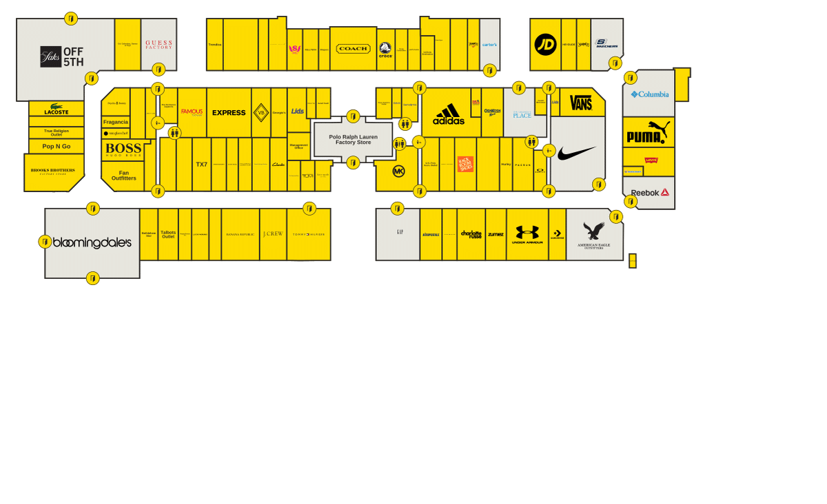 Grand Prairie Premium Outlets Directory Map