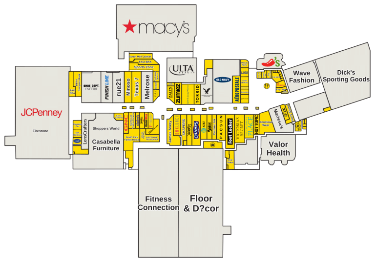 South Park Mall Directory Map