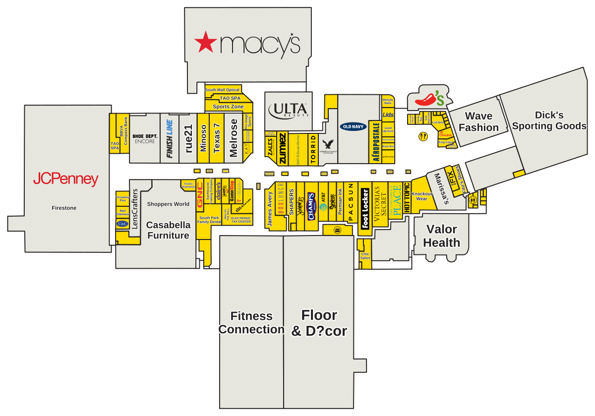 South Park Mall Directory Map