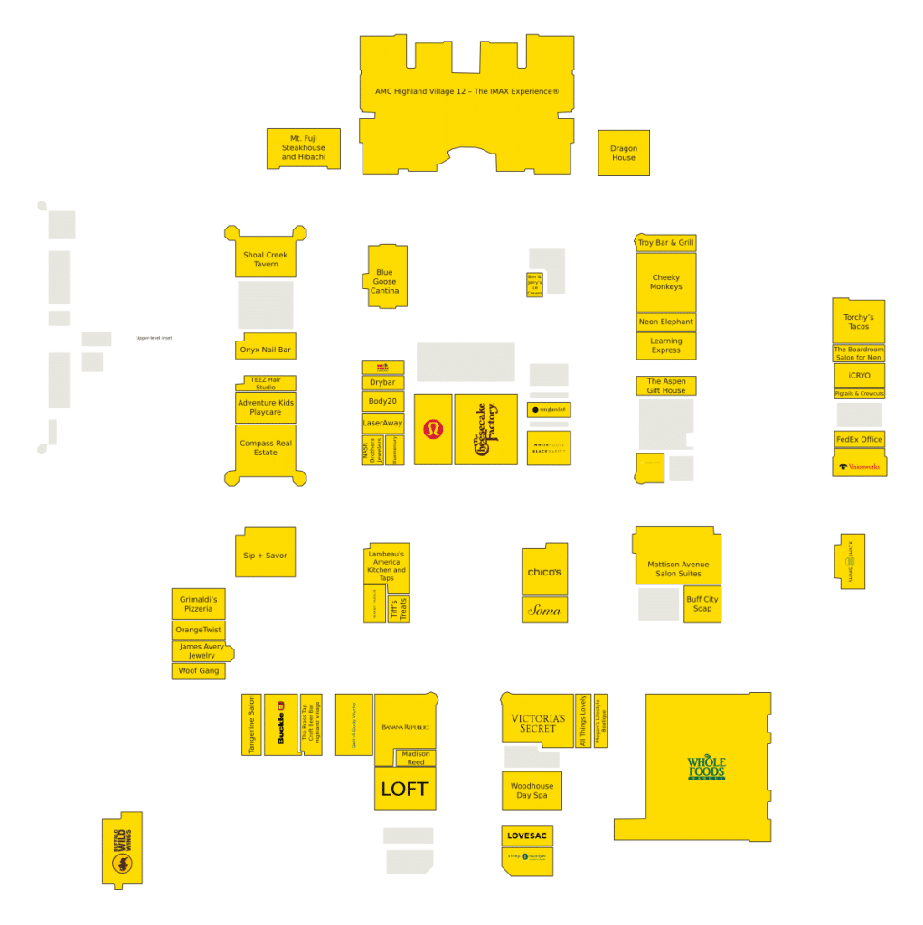 The Shops at Highland Village Directory Map